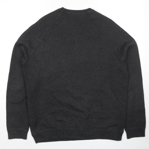 HUGO BOSS Mens Grey Round Neck Cotton Pullover Jumper Size L Long Sleeve