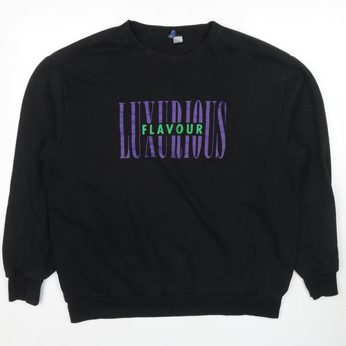 Divided by H&M Mens Black Cotton Pullover Sweatshirt Size XL - Luxurious Flavour