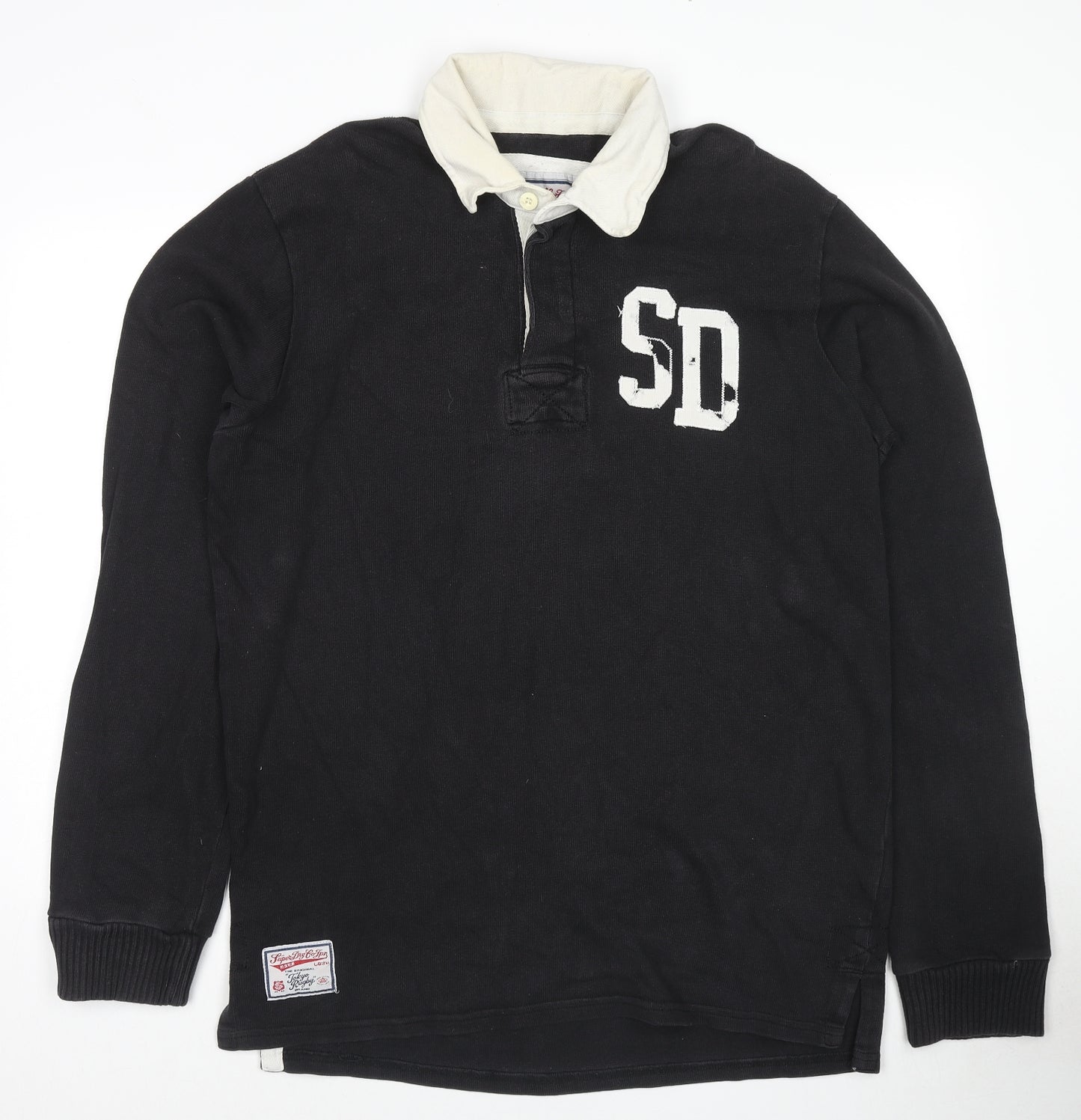 Superdry Mens Black Cotton Polo Size XL Collared Pullover - Logo