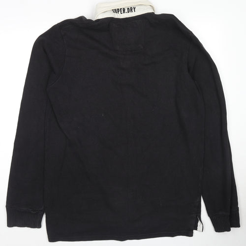 Superdry Mens Black Cotton Polo Size XL Collared Pullover - Logo