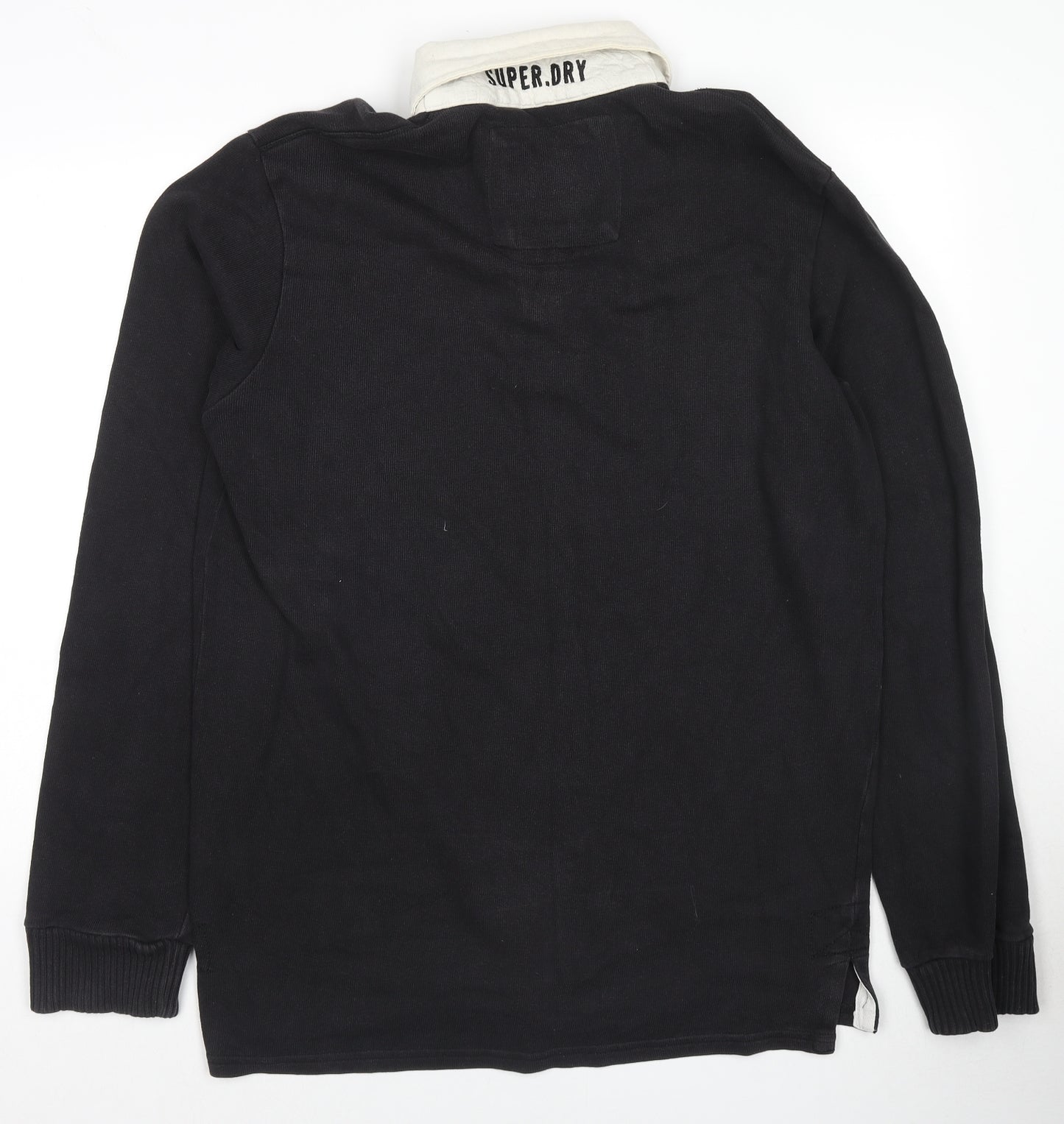 Superdry Mens Black Cotton Polo Size XL Collared Pullover - Logo