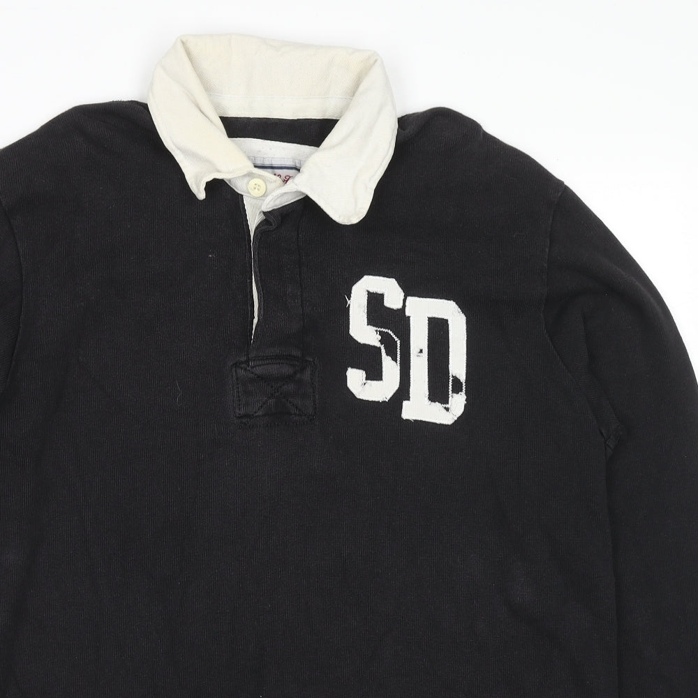 Superdry Mens Black Cotton Polo Size XL Collared Pullover - Logo
