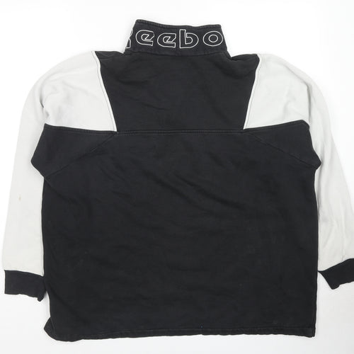Reebok Womens Black Colourblock Cotton Pullover Sweatshirt Size L Pullover - Logo