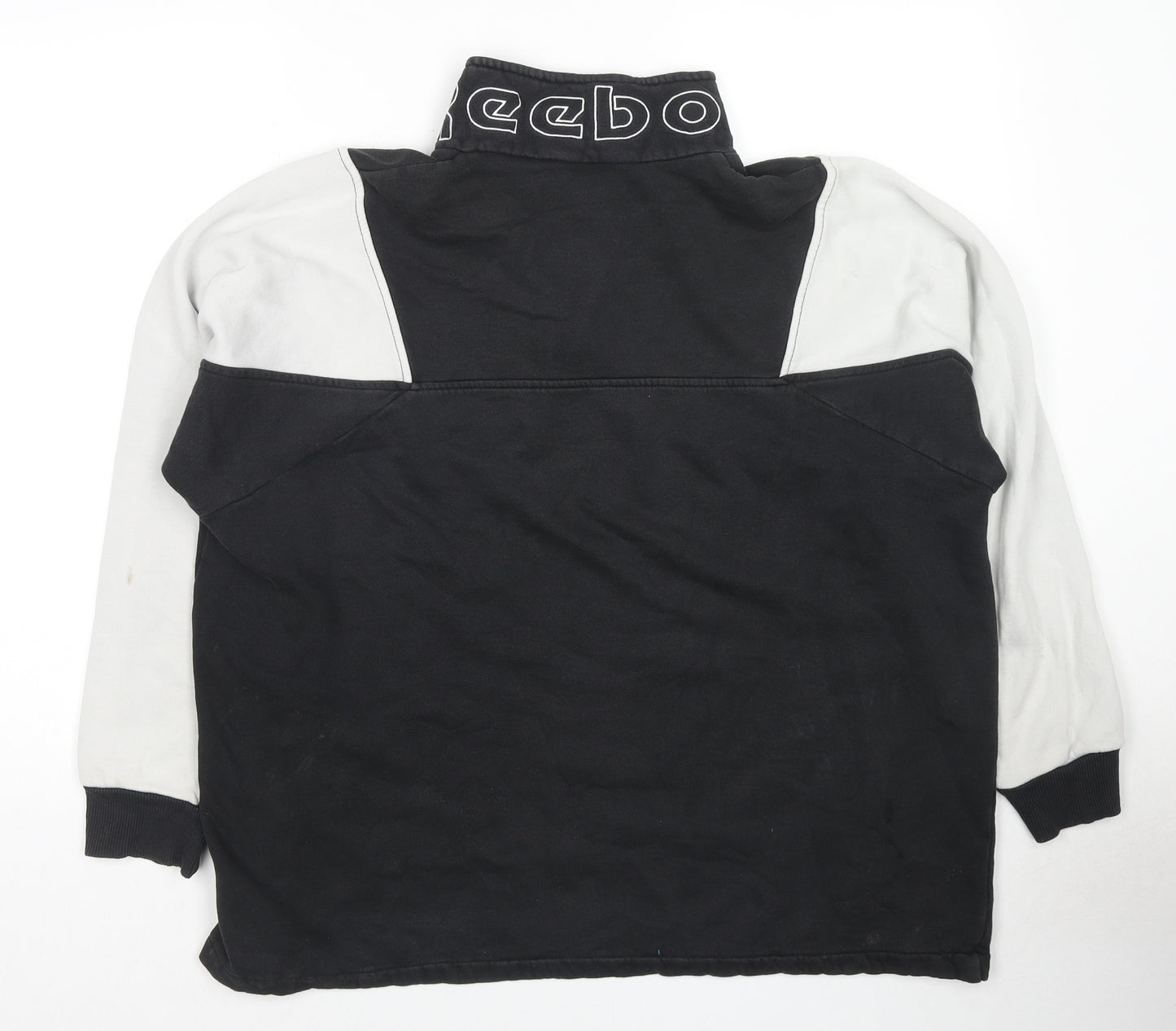 Reebok Womens Black Colourblock Cotton Pullover Sweatshirt Size L Pullover - Logo