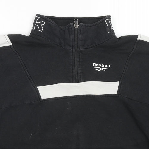 Reebok Womens Black Colourblock Cotton Pullover Sweatshirt Size L Pullover - Logo