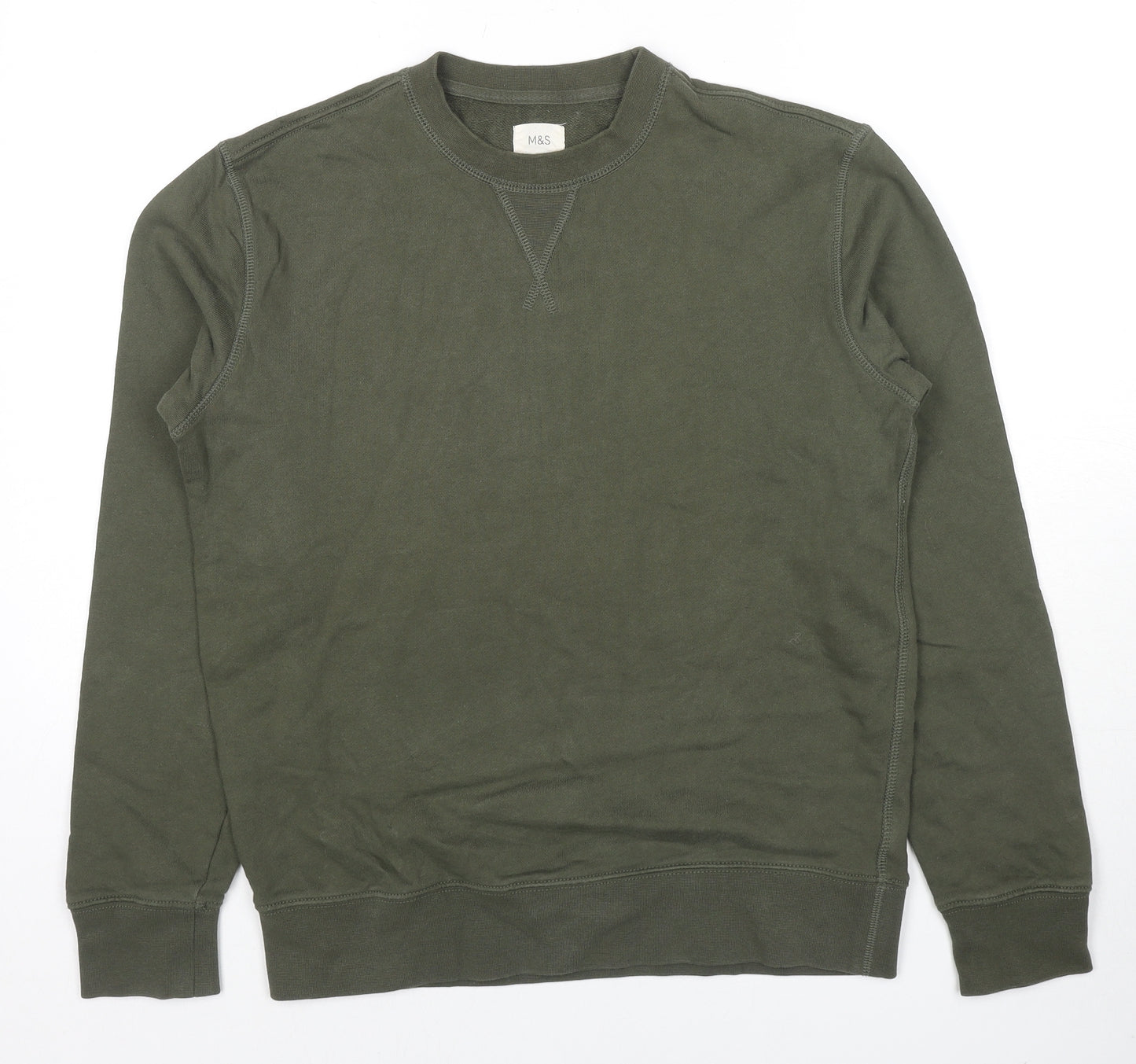 Marks and Spencer Mens Green Cotton Pullover Sweatshirt Size S