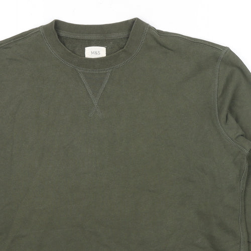 Marks and Spencer Mens Green Cotton Pullover Sweatshirt Size S