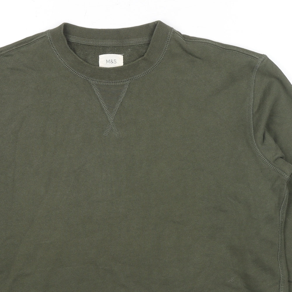 Marks and Spencer Mens Green Cotton Pullover Sweatshirt Size S