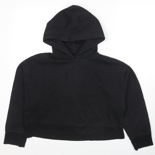 Zara Womens Black Cotton Pullover Hoodie Size M Pullover