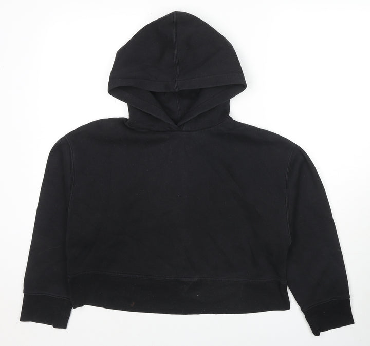 Zara Womens Black Cotton Pullover Hoodie Size M Pullover