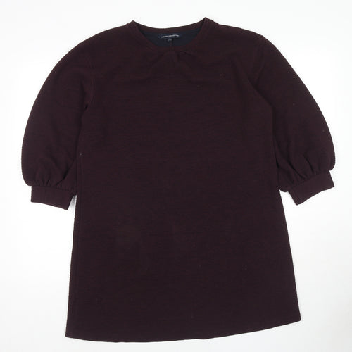 French Connection Womens Purple Polyester Jumper Dress Size 10 Round Neck Pullover