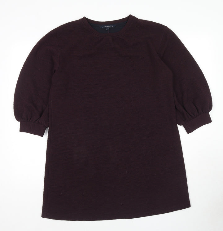 French Connection Womens Purple Polyester Jumper Dress Size 10 Round Neck Pullover