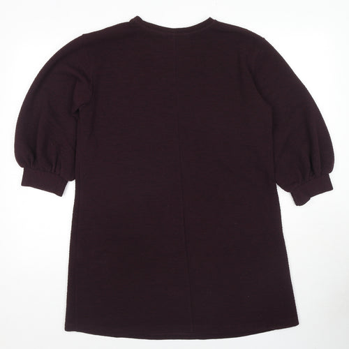 French Connection Womens Purple Polyester Jumper Dress Size 10 Round Neck Pullover
