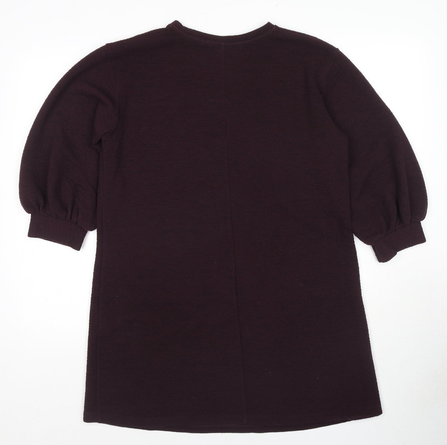 French Connection Womens Purple Polyester Jumper Dress Size 10 Round Neck Pullover