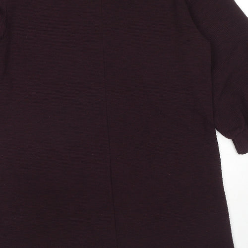 French Connection Womens Purple Polyester Jumper Dress Size 10 Round Neck Pullover