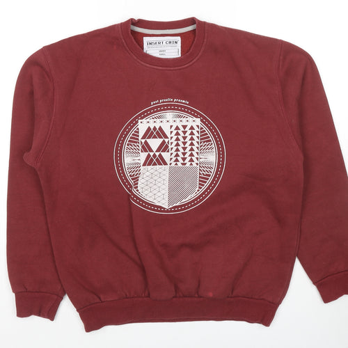 Insert Coin Womens Red Cotton Pullover Sweatshirt Size S Pullover - Unisex