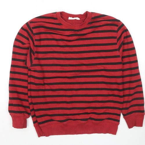 Zara Boys Red Striped Cotton Pullover Sweatshirt Size 11-12 Years Pullover