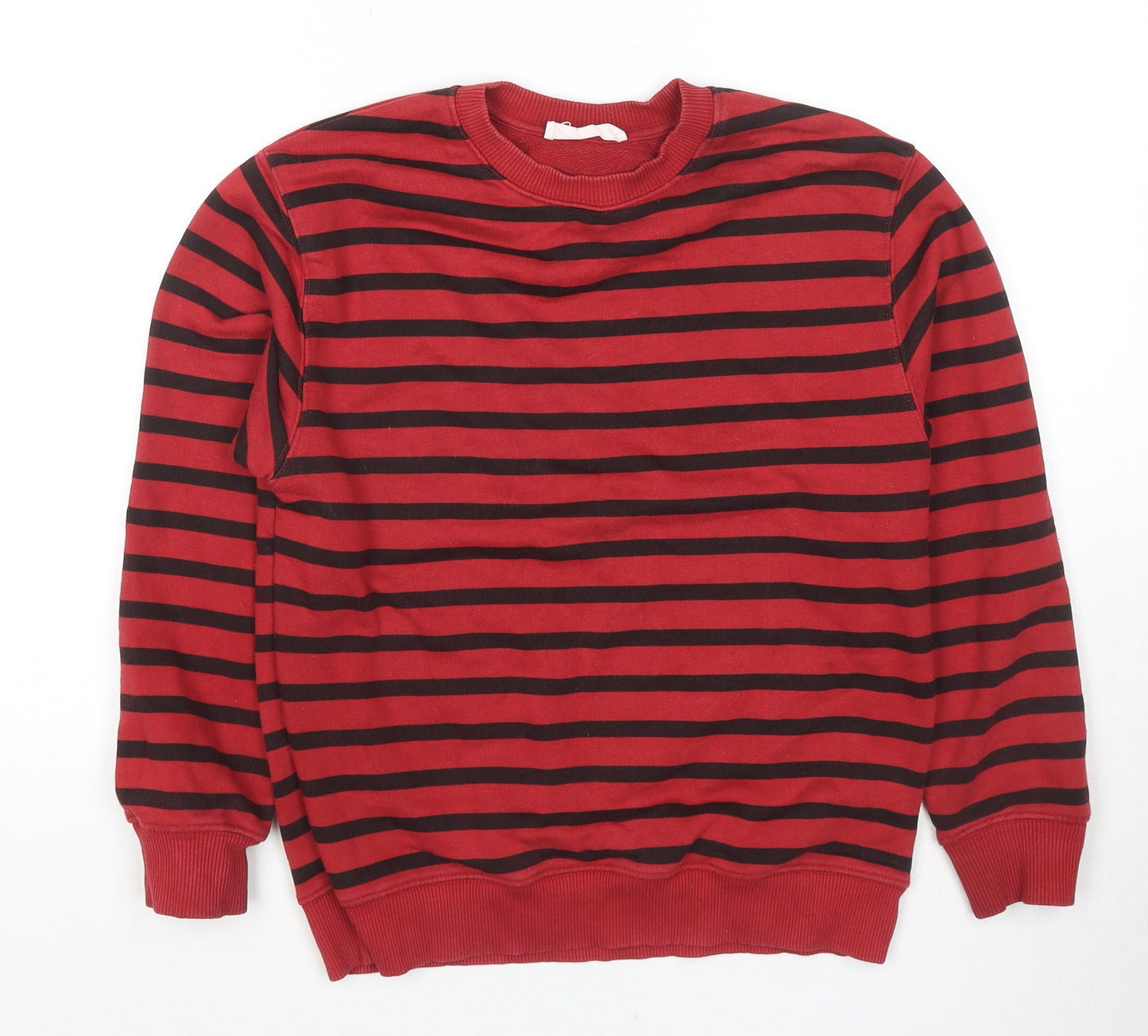 Zara Boys Red Striped Cotton Pullover Sweatshirt Size 11-12 Years Pullover