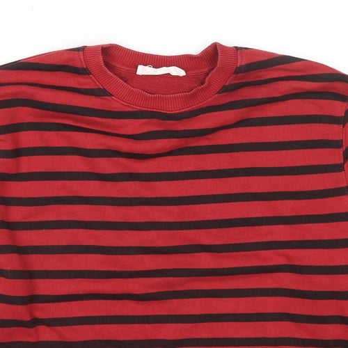 Zara Boys Red Striped Cotton Pullover Sweatshirt Size 11-12 Years Pullover