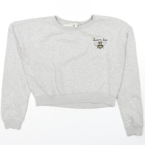 Miss Selfridge Womens Grey Cotton Pullover Sweatshirt Size 6 Pullover - Queen Bee
