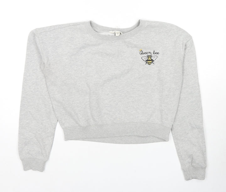 Miss Selfridge Womens Grey Cotton Pullover Sweatshirt Size 6 Pullover - Queen Bee