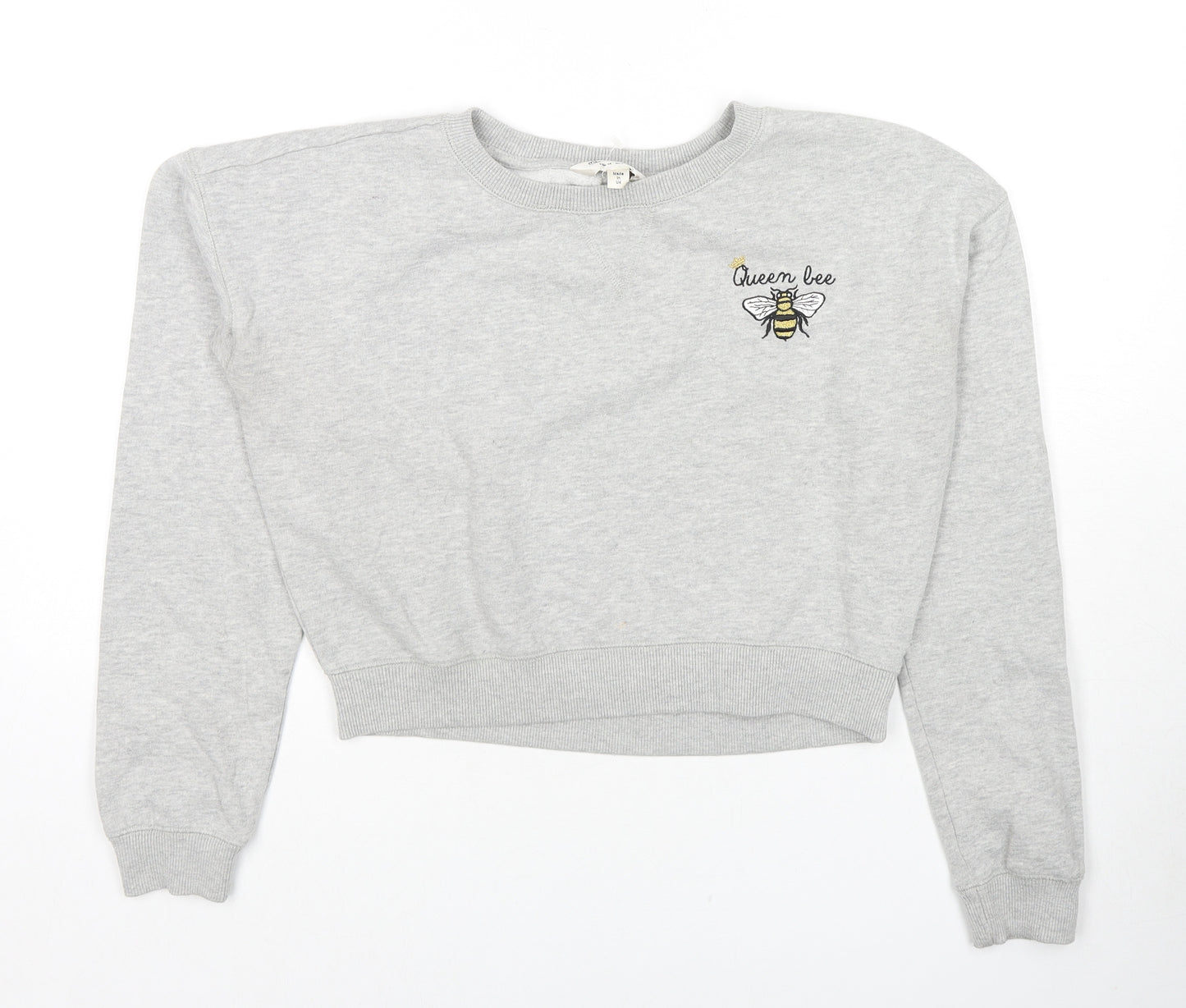 Miss Selfridge Womens Grey Cotton Pullover Sweatshirt Size 6 Pullover - Queen Bee