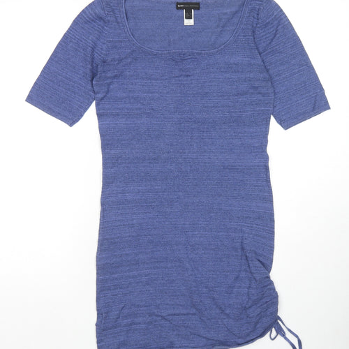 Mango Womens Blue Cotton T-Shirt Dress Size M Round Neck Pullover