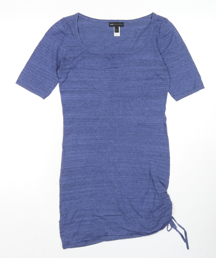 Mango Womens Blue Cotton T-Shirt Dress Size M Round Neck Pullover