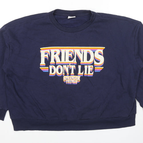 Netflix Womens Blue Cotton Pullover Sweatshirt Size 24 Pullover - Netflix Stranger Things Size 24-26