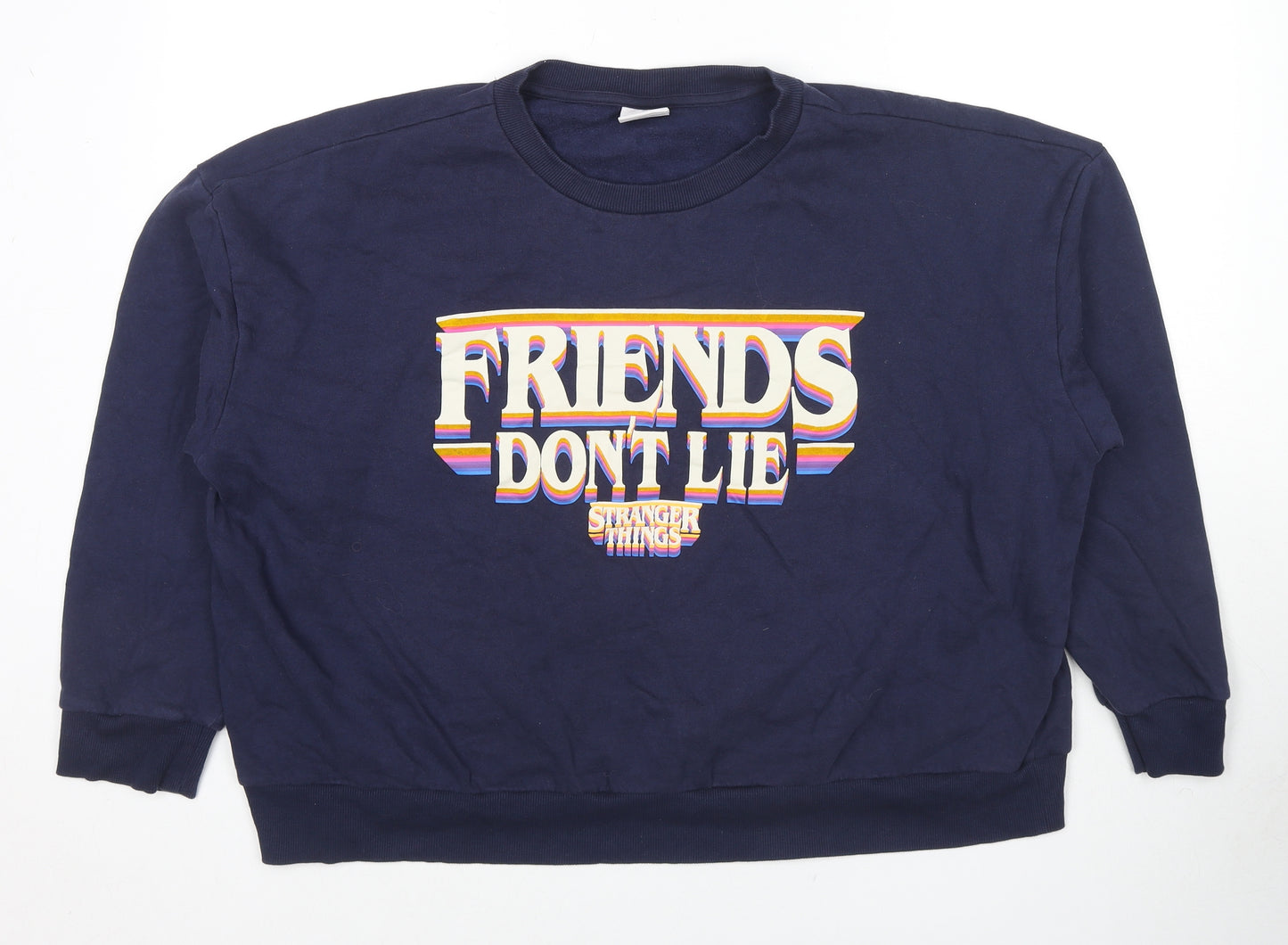 Netflix Womens Blue Cotton Pullover Sweatshirt Size 24 Pullover - Netflix Stranger Things Size 24-26