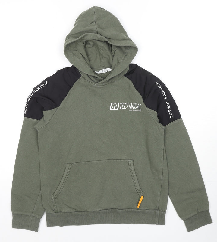 H&M Boys Green Cotton Pullover Sweatshirt Size 10-11 Years Pullover - Active Vibes Technical Age 10-12 Years