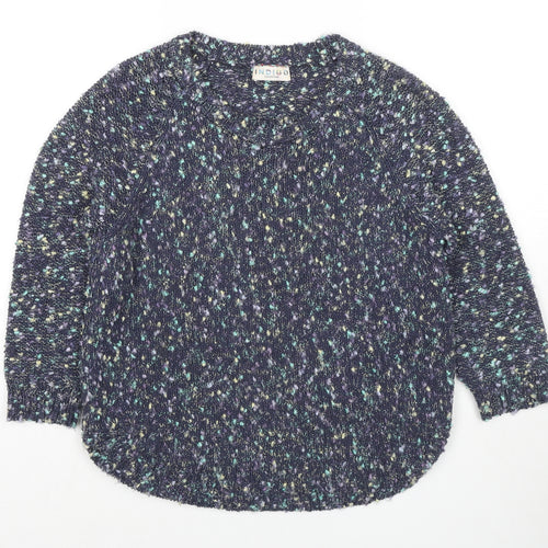 Marks and Spencer Womens Multicoloured Round Neck Cotton Pullover Jumper Size 10