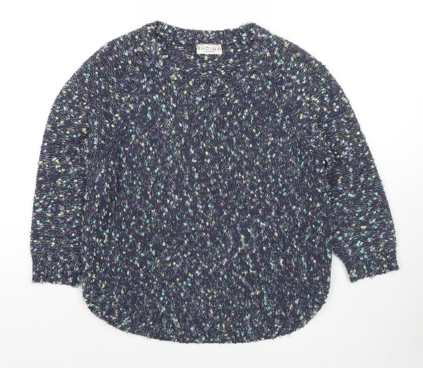 Marks and Spencer Womens Multicoloured Round Neck Cotton Pullover Jumper Size 10