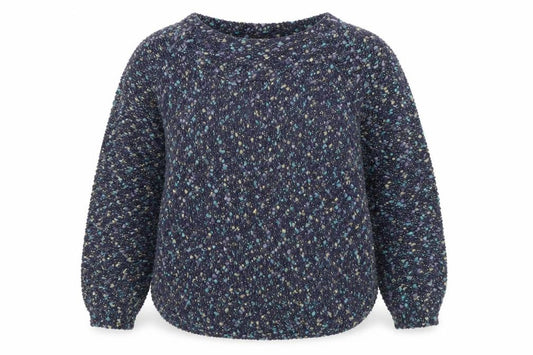 Front view of Marks & Spencer women’s multicoloured round neck cotton jumper, size UK 10