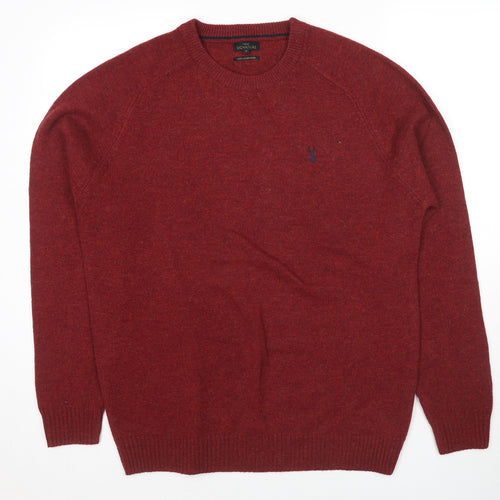 NEXT Mens Red Round Neck Wool Pullover Jumper Size XL Long Sleeve