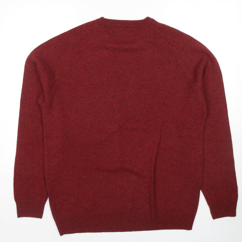 NEXT Mens Red Round Neck Wool Pullover Jumper Size XL Long Sleeve