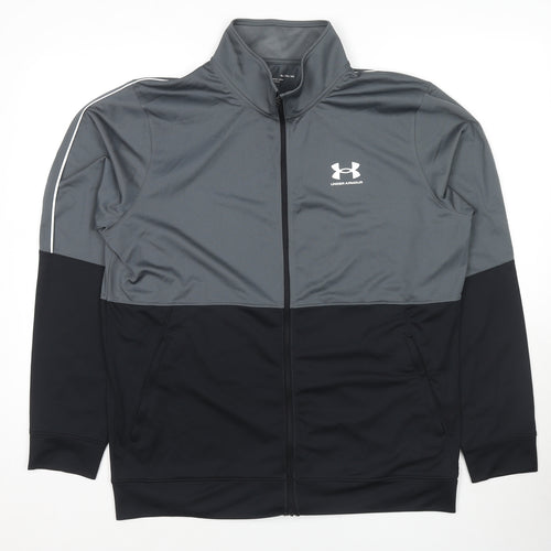 Under armour Mens Grey Polyester Full Zip Sweatshirt Size XL - Colourblock Pattern