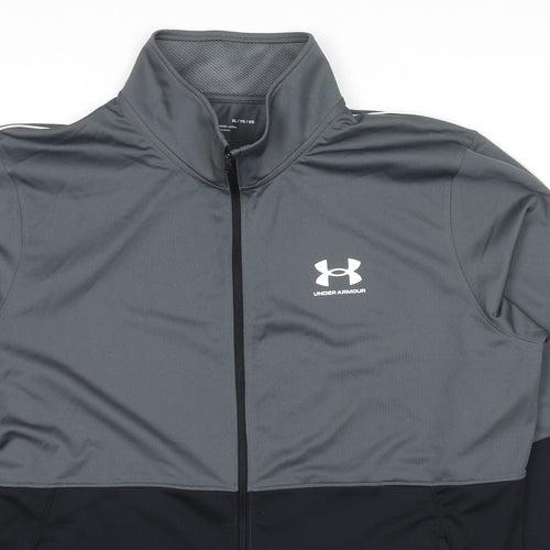 Under armour Mens Grey Polyester Full Zip Sweatshirt Size XL - Colourblock Pattern