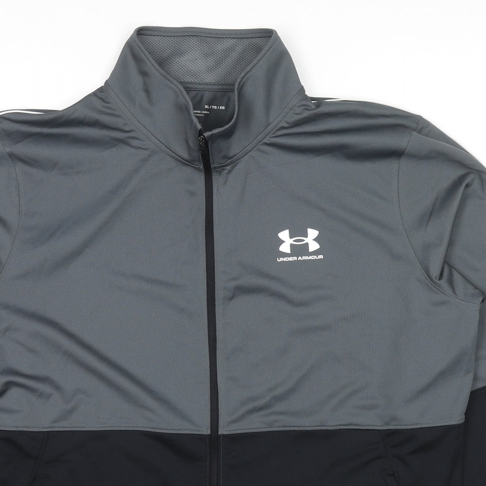Under armour Mens Grey Polyester Full Zip Sweatshirt Size XL - Colourblock Pattern