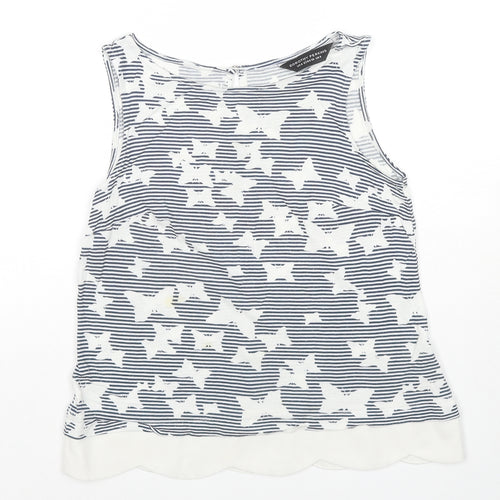 Dorothy Perkins Womens White Striped Viscose Basic Tank Size 8 Boat Neck - Butterflies