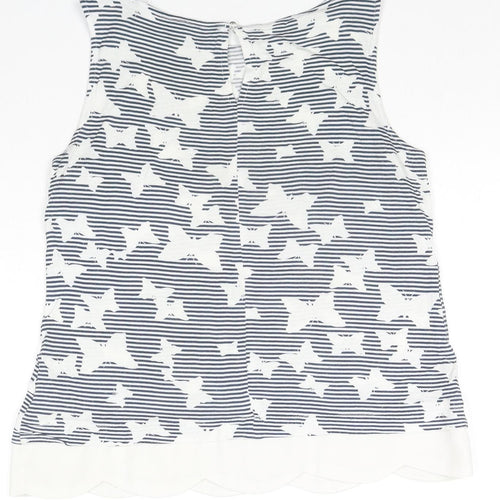 Dorothy Perkins Womens White Striped Viscose Basic Tank Size 8 Boat Neck - Butterflies