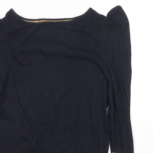 Betty Jackson Womens Black Round Neck Striped Cotton Pullover Jumper Size 10