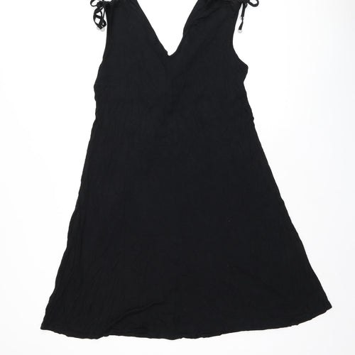 Marks and Spencer Womens Black Viscose A-Line Size 14 V-Neck Pullover