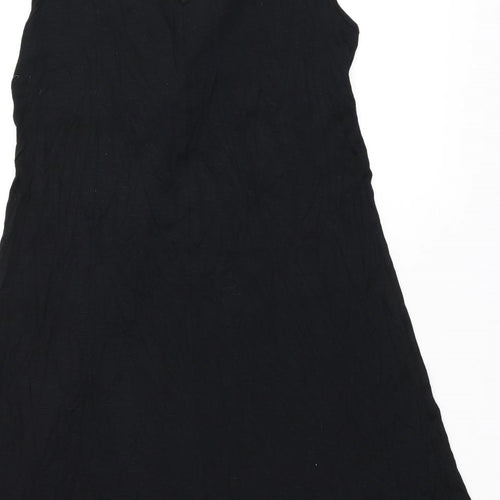 Marks and Spencer Womens Black Viscose A-Line Size 14 V-Neck Pullover