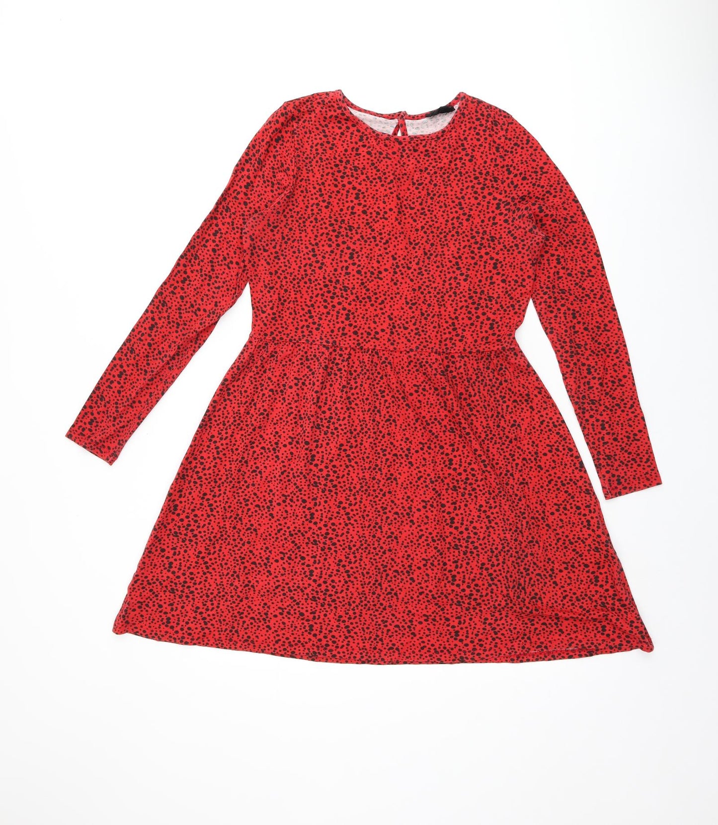 Wednesday's Girl Womens Red Polka Dot Viscose Skater Dress Size S Boat Neck Pullover