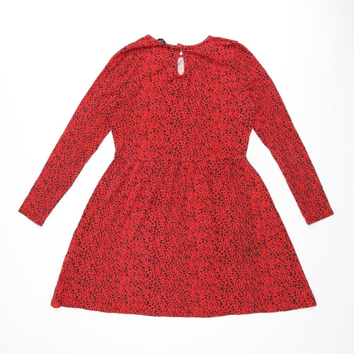 Wednesday's Girl Womens Red Polka Dot Viscose Skater Dress Size S Boat Neck Pullover