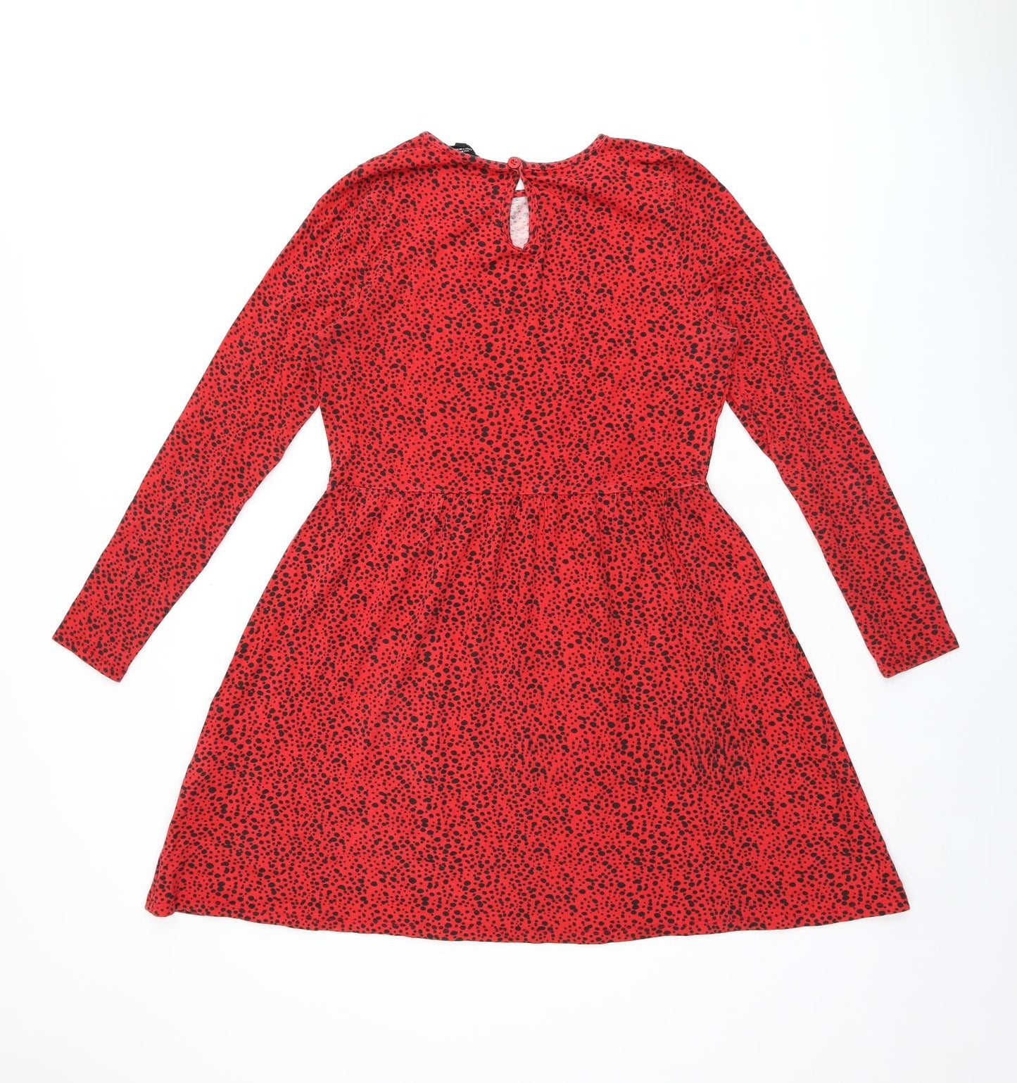 Wednesday's Girl Womens Red Polka Dot Viscose Skater Dress Size S Boat Neck Pullover