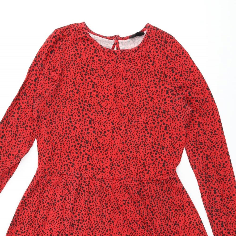 Wednesday's Girl Womens Red Polka Dot Viscose Skater Dress Size S Boat Neck Pullover