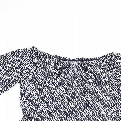 NEXT Girls Blue Floral Polyester Basic Blouse Size 10 Years Off the Shoulder Pullover