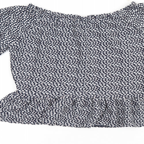 NEXT Girls Blue Floral Polyester Basic Blouse Size 10 Years Off the Shoulder Pullover